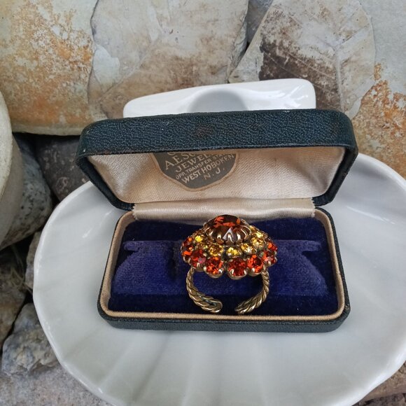 Vintage Jewelry - Vintage Austria Estate Oversized Adjustable Rhinestone Ring